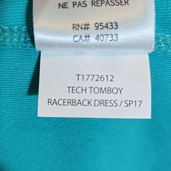 Toad&Co Tech Tomboy Racerback Athletic Dress Aqua Teal Seafoam Shelf Bra Medium - Picture 13 of 14